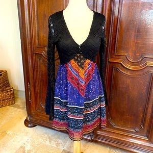 Ladies dress with black lace top